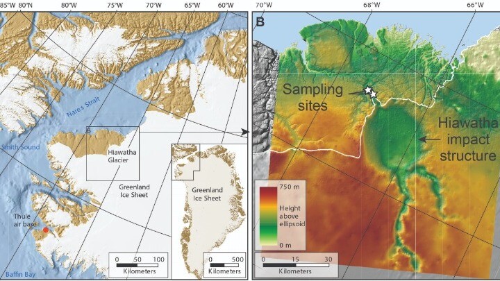 More information about "Κρατήρας 31 χλμ. κάτω από τους πάγους της Γροιλανδίας από πτώση μετεωρίτη πριν από 58 εκατ. χρόνια"